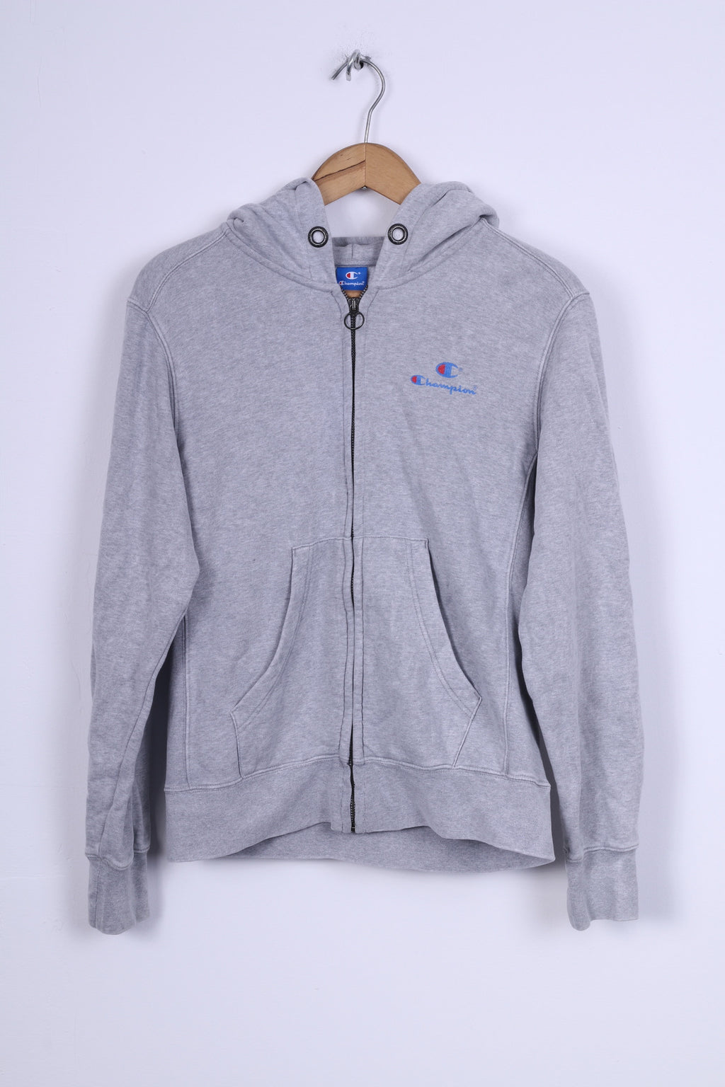 Champion Womens L Sweatshirt Cotton Grey Hooded Zip Up