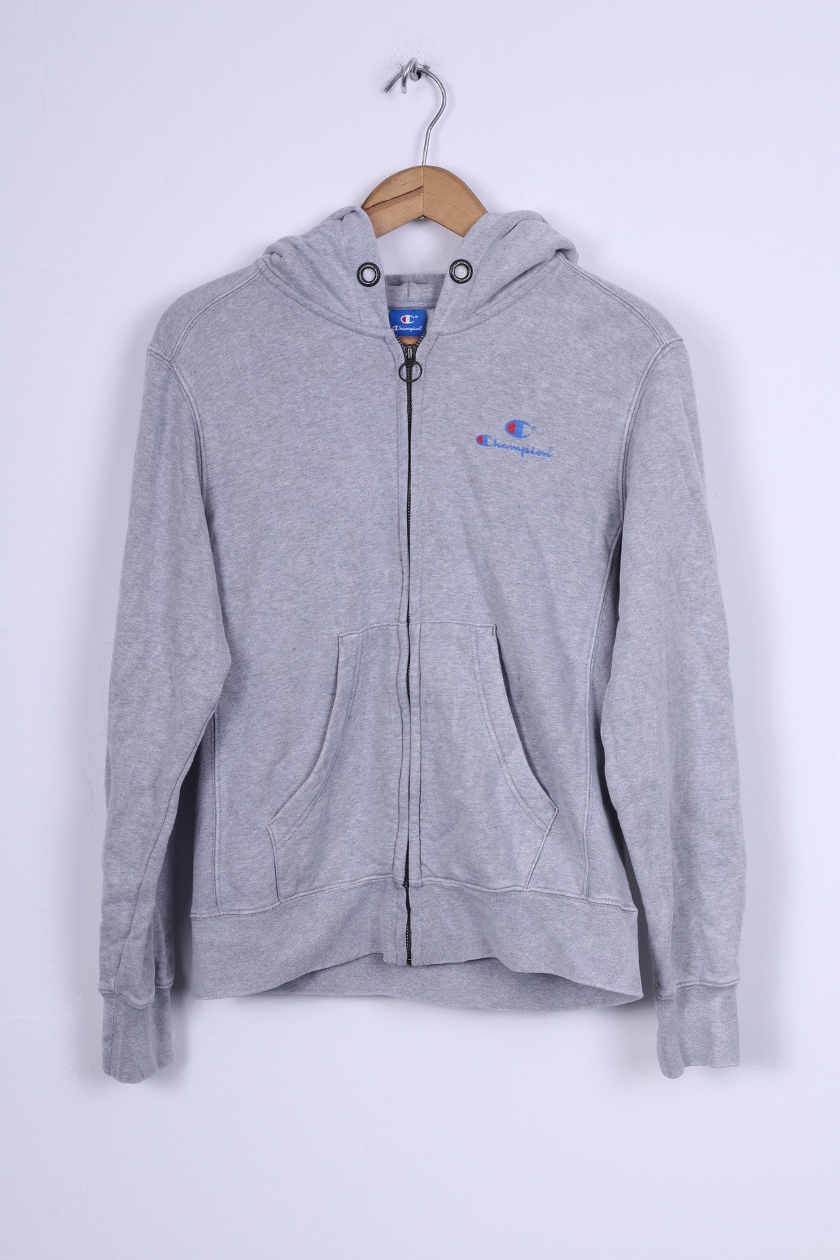 Champion Womens L Sweatshirt Cotton Grey Hooded Zip Up