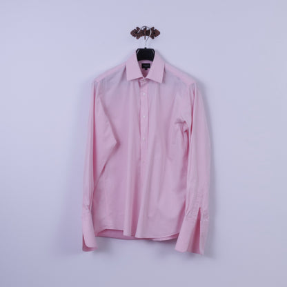 Jaeger Chemise décontractée pour homme 16 L en coton rose avec revers à manches longues et coupe ajustée