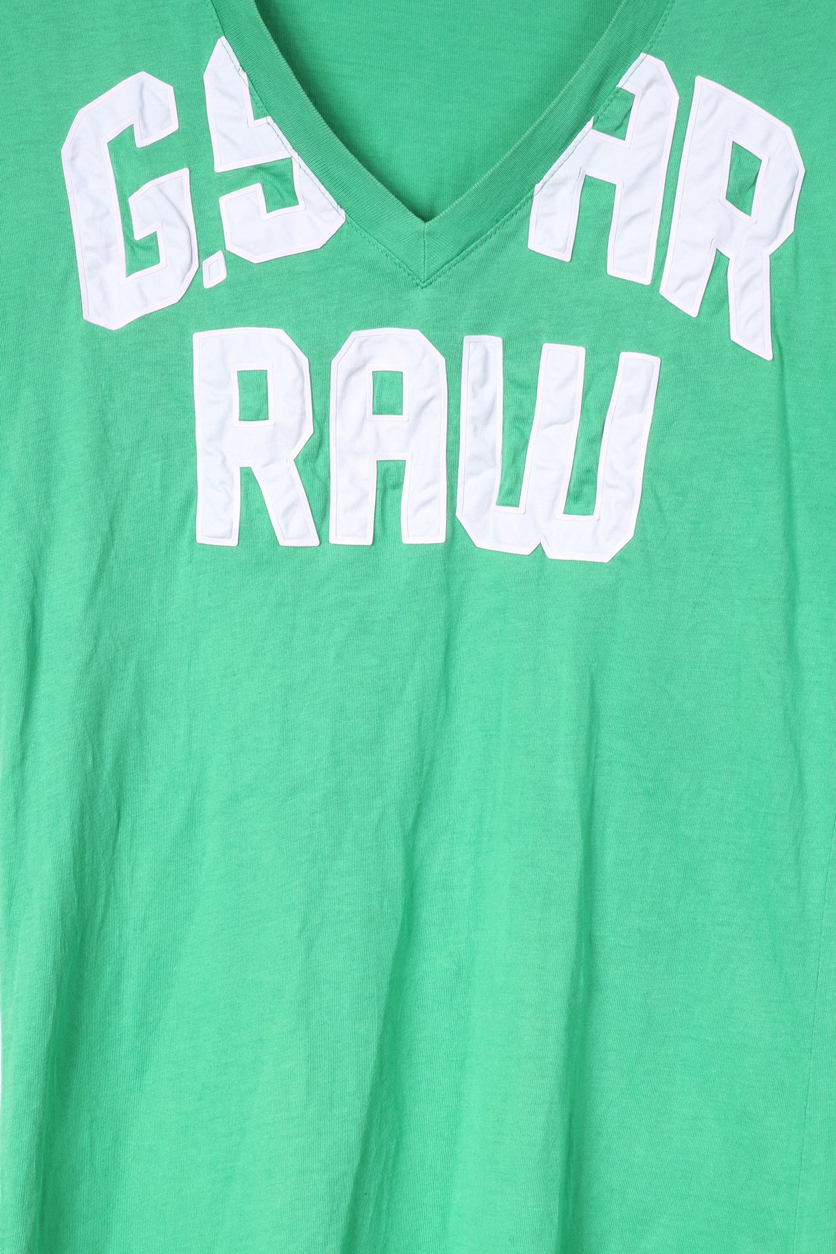 T-shirt G-Star Raw da donna S verde con scollo a V e logo grande in cotone