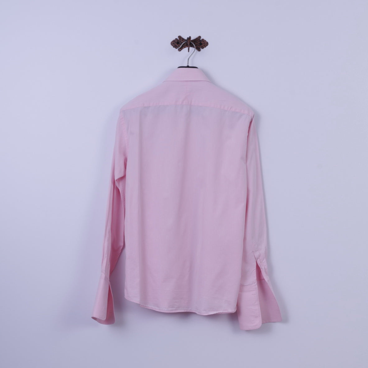 Jaeger Chemise décontractée pour homme 16 L en coton rose avec revers à manches longues et coupe ajustée