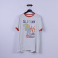 California Beach Mens XL T-Shirt White Cotton Graphic Long Beach Top