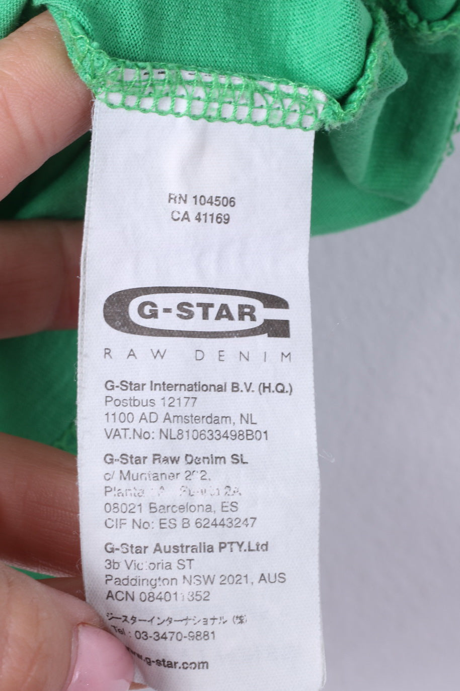 G-Star Raw Womens S T-Shirt Green V Neck Big Logo Cotton Top