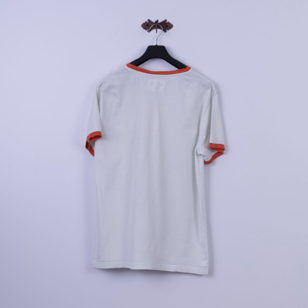 California Beach Mens XL T-Shirt White Cotton Graphic Long Beach Top