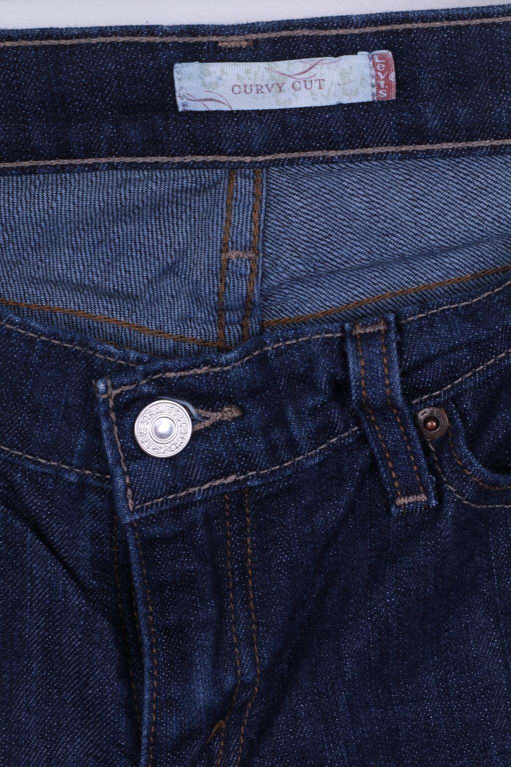 Levi Strauss &Co Womens 12 L Trousers Curvy Cut Navy Cotton Jeans Denim