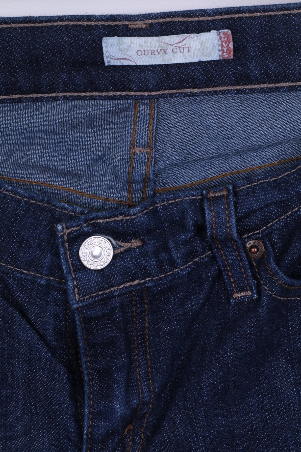 Levi Strauss &Co Womens 12 L Trousers Curvy Cut Navy Cotton Jeans Denim