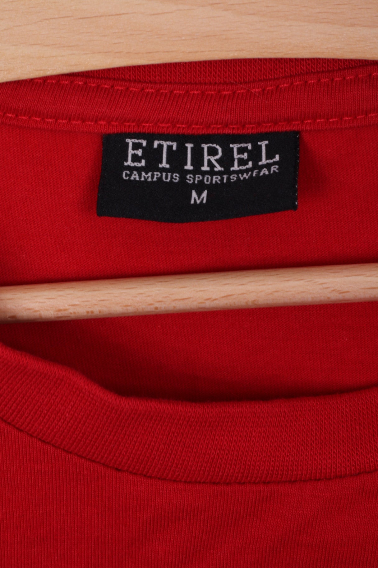 ETIREL Mens M T-Shirt Red Cotton Crew Neck Short Sleeve