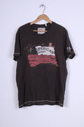Camp David Mens XL T-Shirt Brown Outdoor Wear Cotton Graphic Top