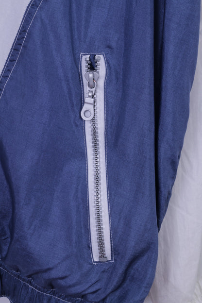 Giacca da uomo Magic Venture M vintage bianca blu in nylon Fip Up leggero