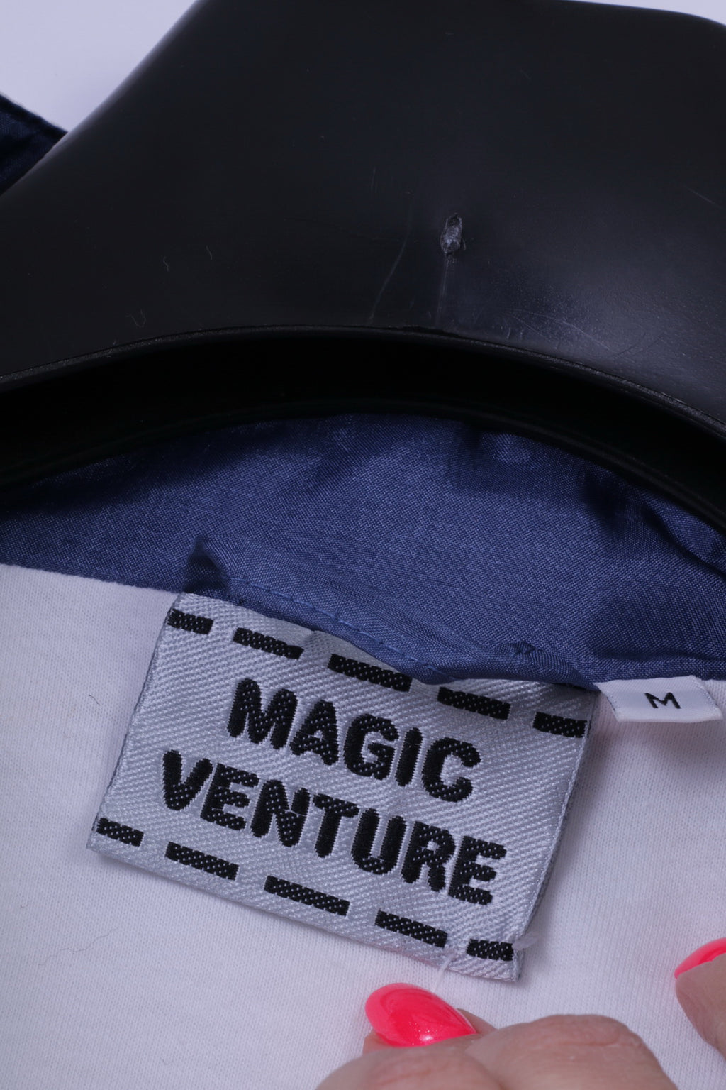 Magic Venture Mens M Jacket Vintage White Blue Nylon Fip Up Lightweight Top