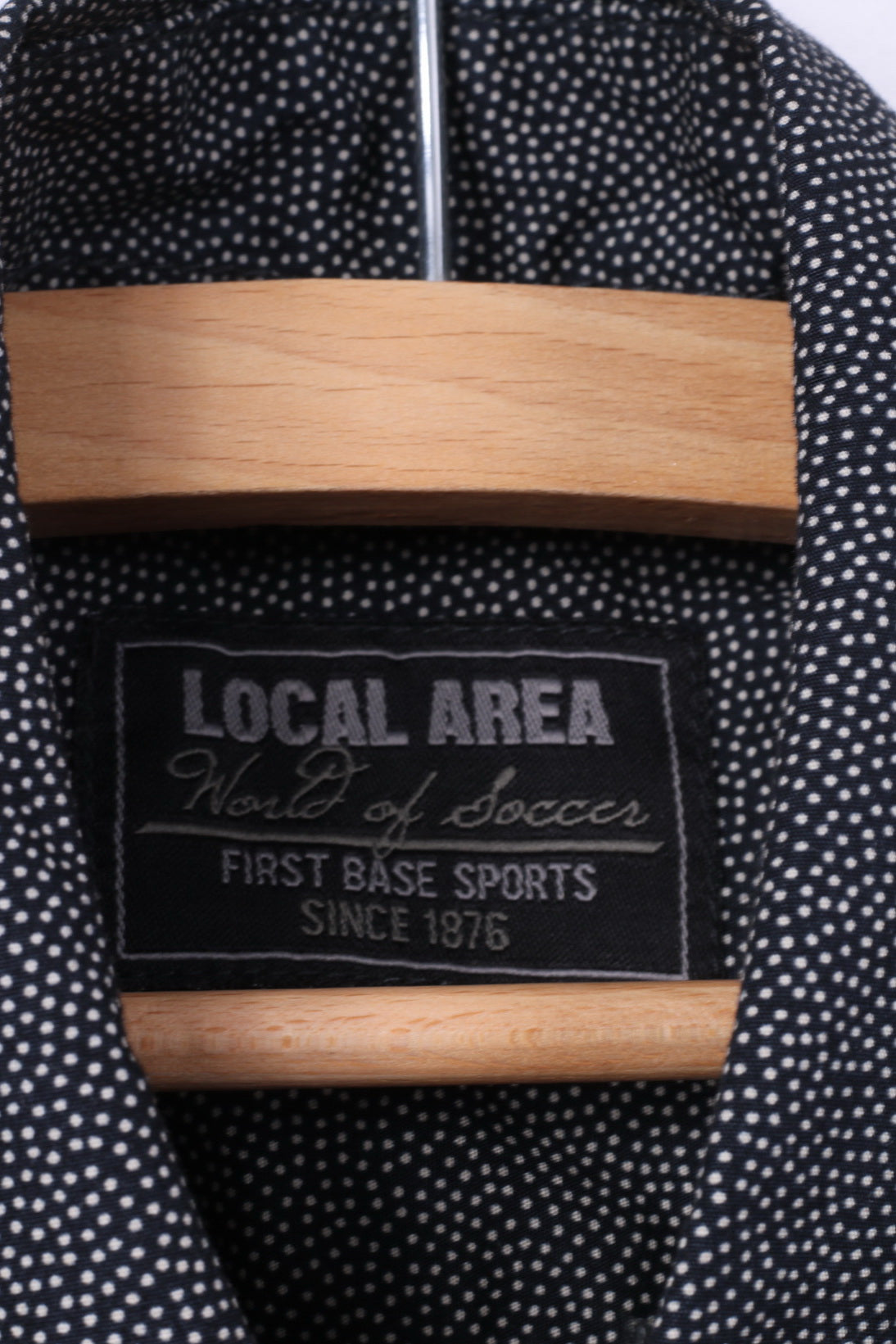 Local Area Chemise décontractée pour homme Noir à micro pois Première base de sport Haut en coton droit