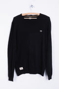 Holmes&Co Garment Mens M Jumper Crew Neck Sweater Cotton Black - RetrospectClothes