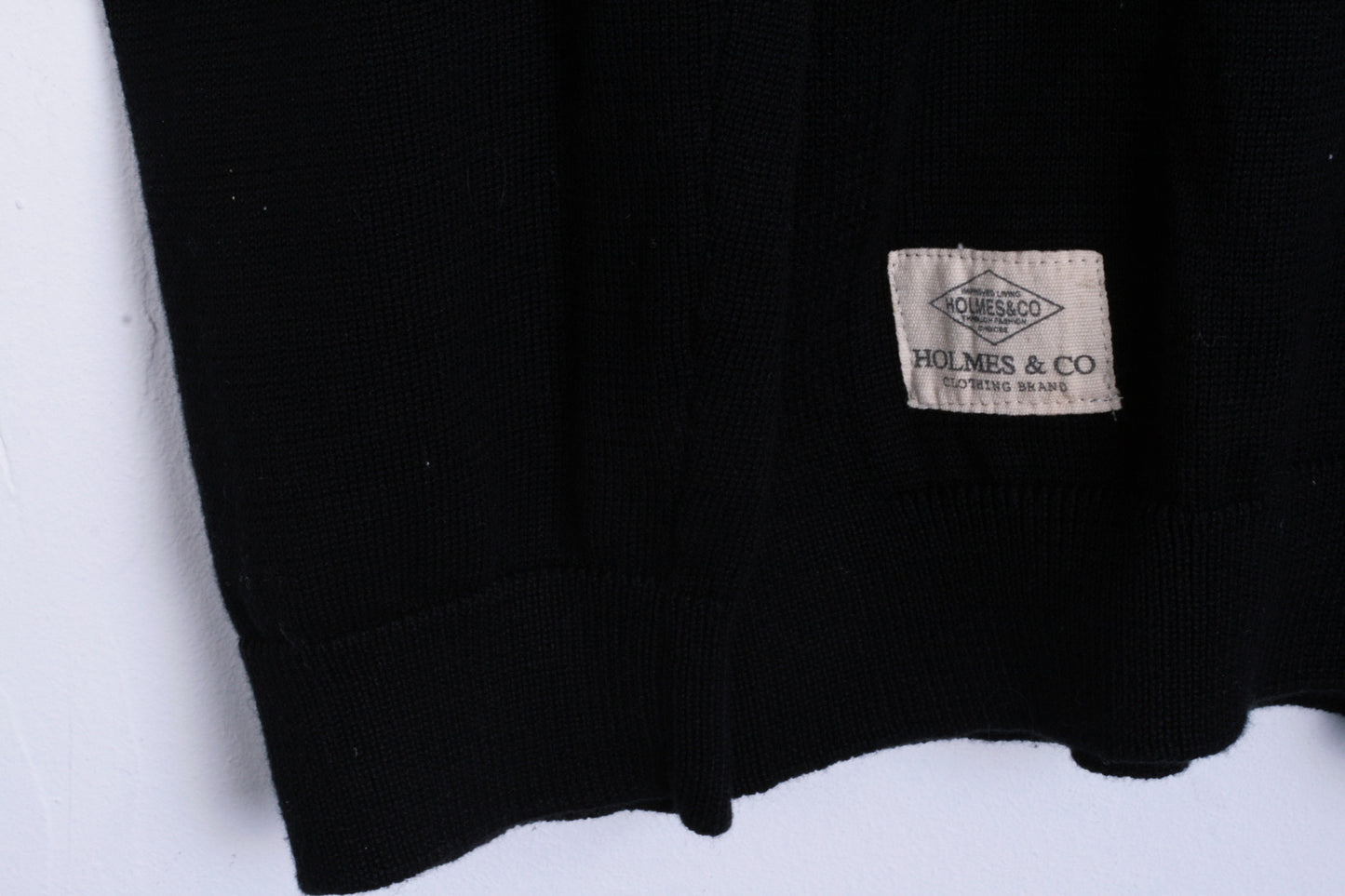 Holmes&Co Garment Mens M Jumper Crew Neck Sweater Cotton Black - RetrospectClothes