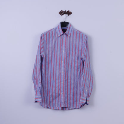 Hackett London Men S Casual Shirt Blue Striped Finest Italian Cotton Long Sleeve