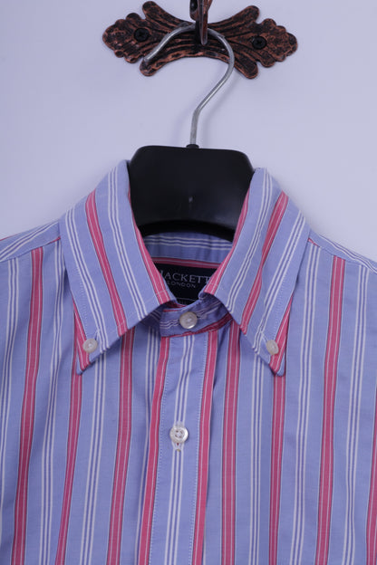 Hackett London Men S Casual Shirt Blue Striped Finest Italian Cotton Long Sleeve