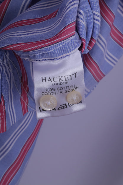 Camicia casual da uomo Hackett London a maniche lunghe in pregiato cotone italiano a righe blu