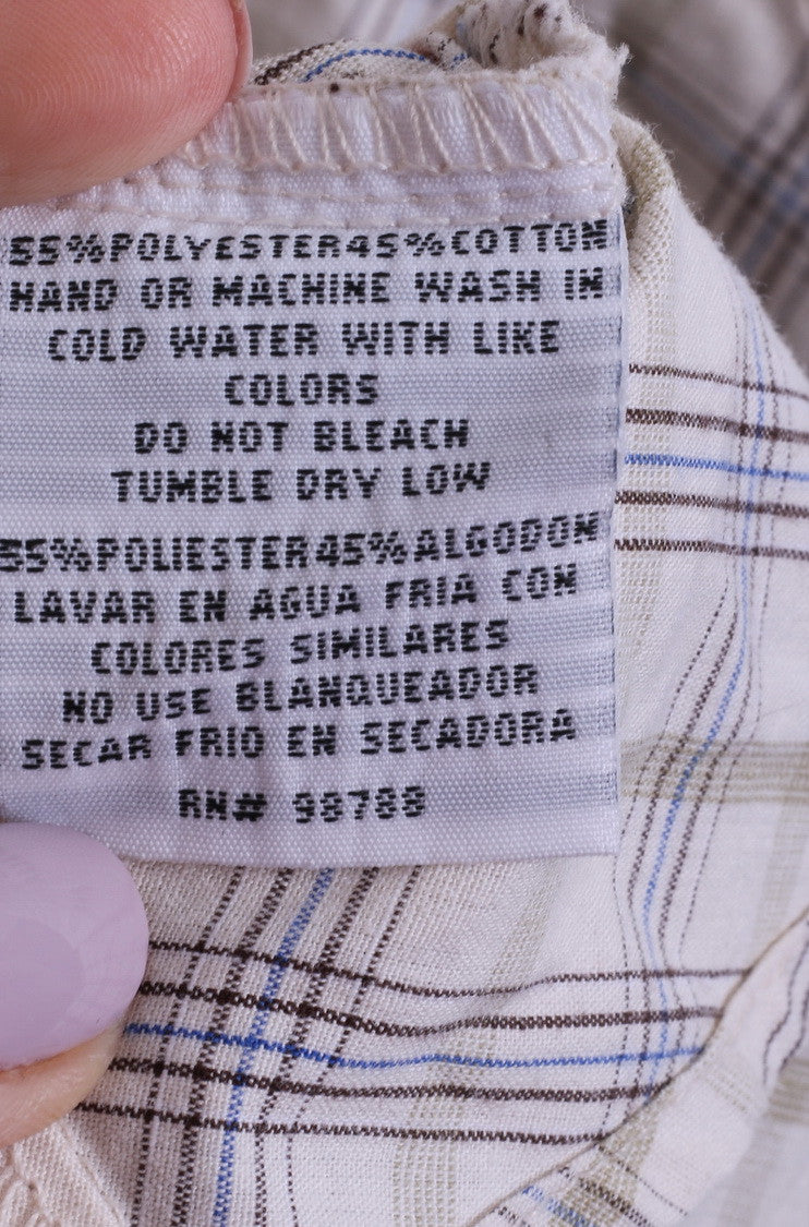 Interstate Mens 2XL Casual Shirt Short Sleeve Beige XXL