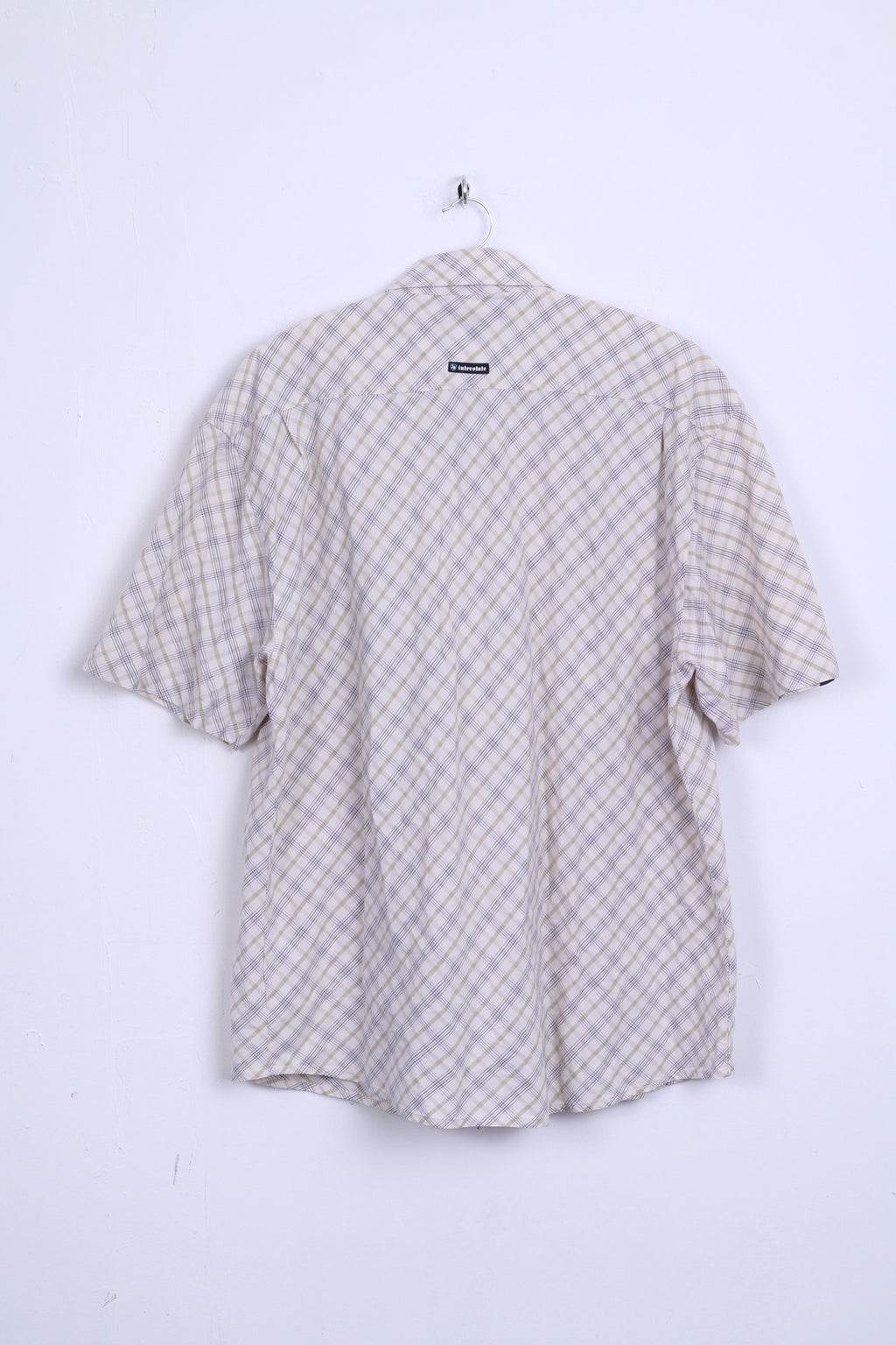 Interstate Mens 2XL Casual Shirt Short Sleeve Beige XXL