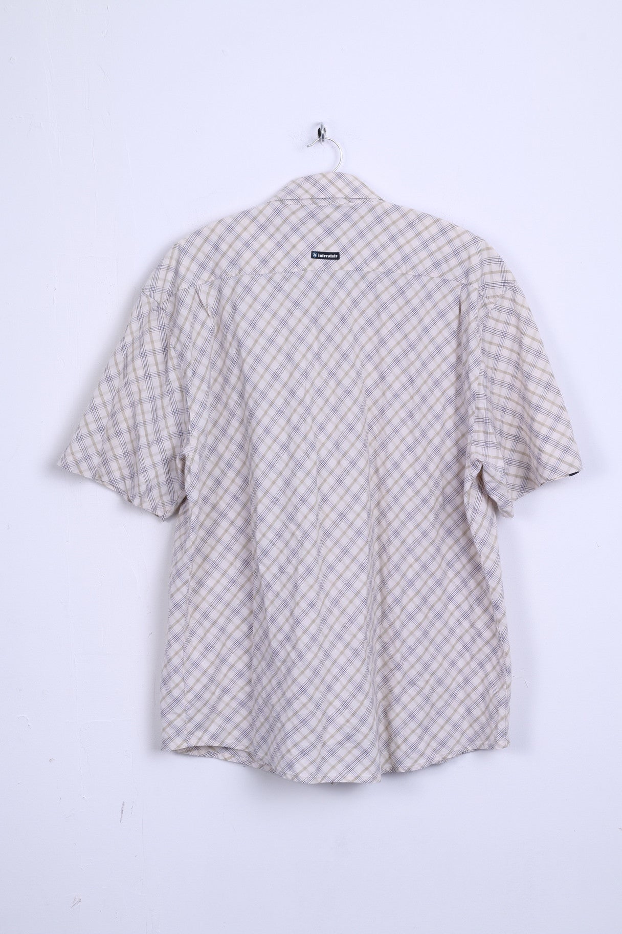 Interstate Mens 2XL Casual Shirt Short Sleeve Beige XXL