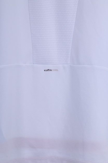 Adidas Mens L Shirt White/Blue Climacool System Sportswear