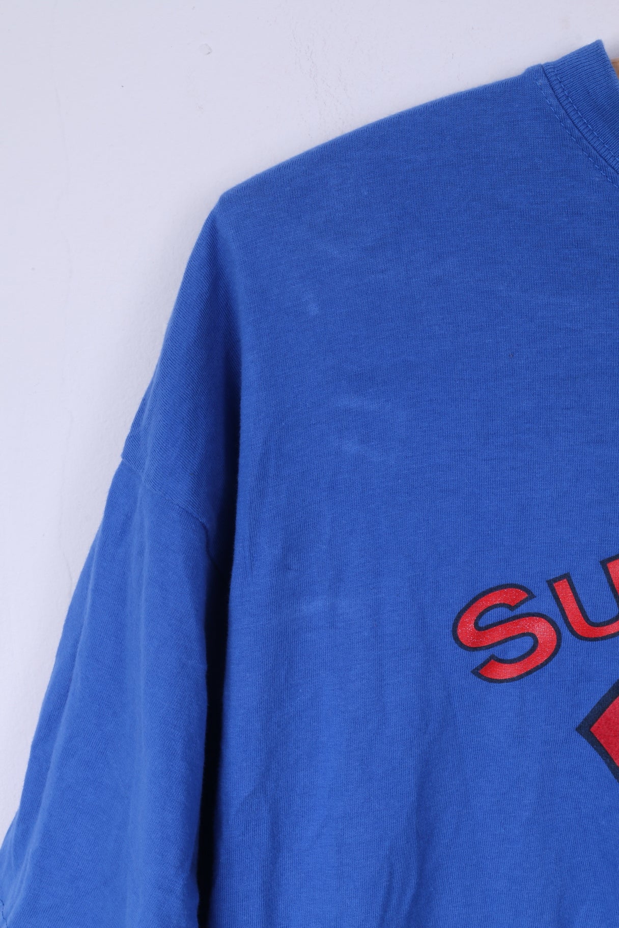 Bhs Ltd Hommes L T-Shirt Bleu Coton Graphique Superdad Super-Héros