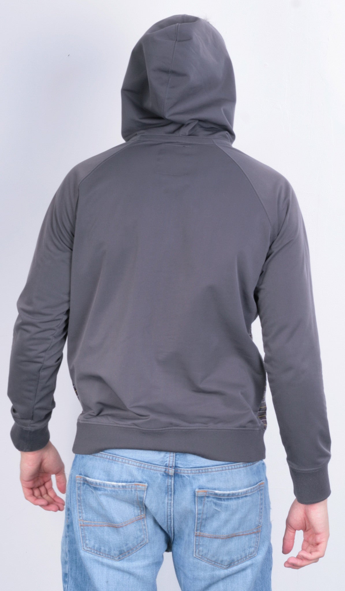 Reserved Mens M Jacket Brown Full Zipper Hood Striped Waterproof - RetrospectClothes