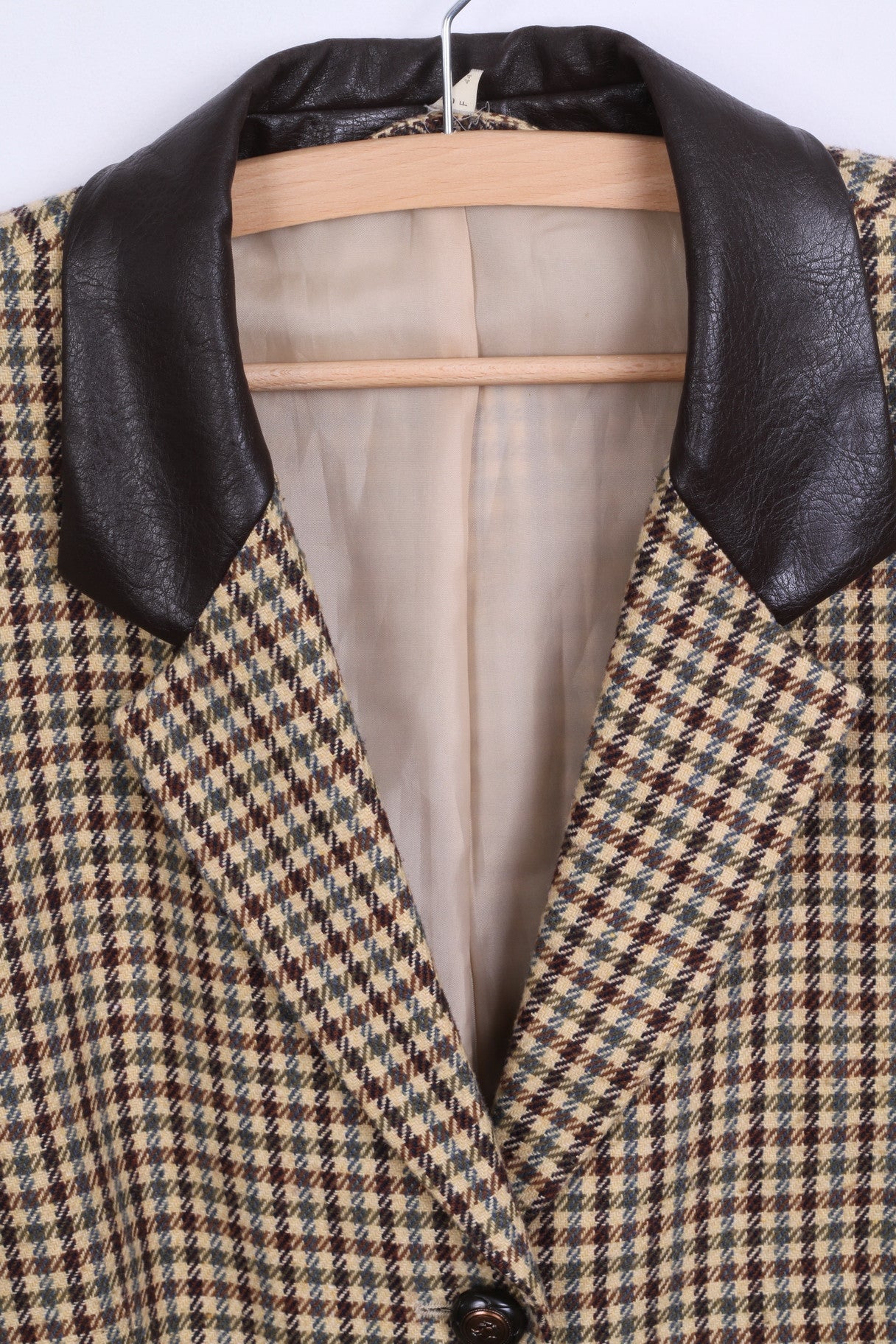 Creation Atelier GS Veste Blazer Femme 42 XL Pied-de-Poule Marron Simple Boutonnage