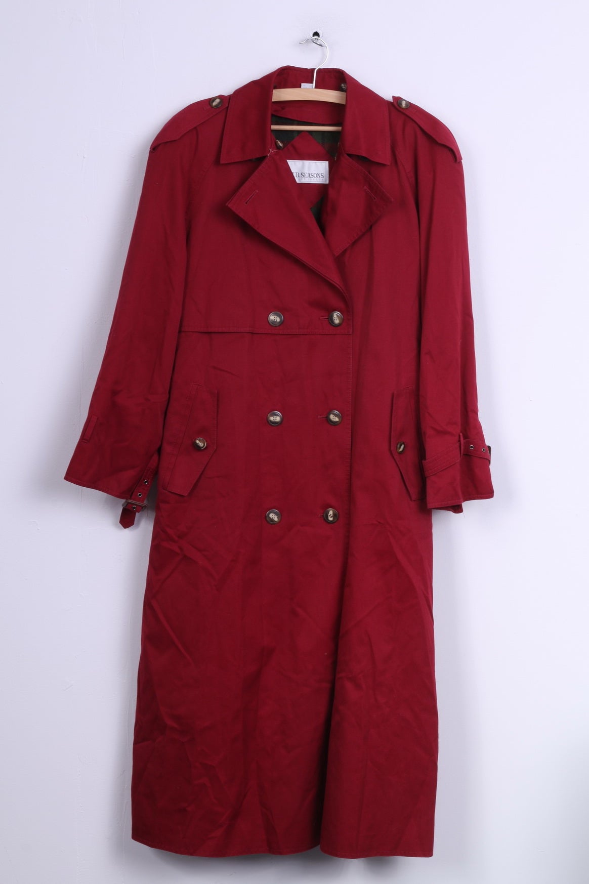 Four Seasons of London Manteau Trench Femme 14 XL Rouge Double Boutonnage