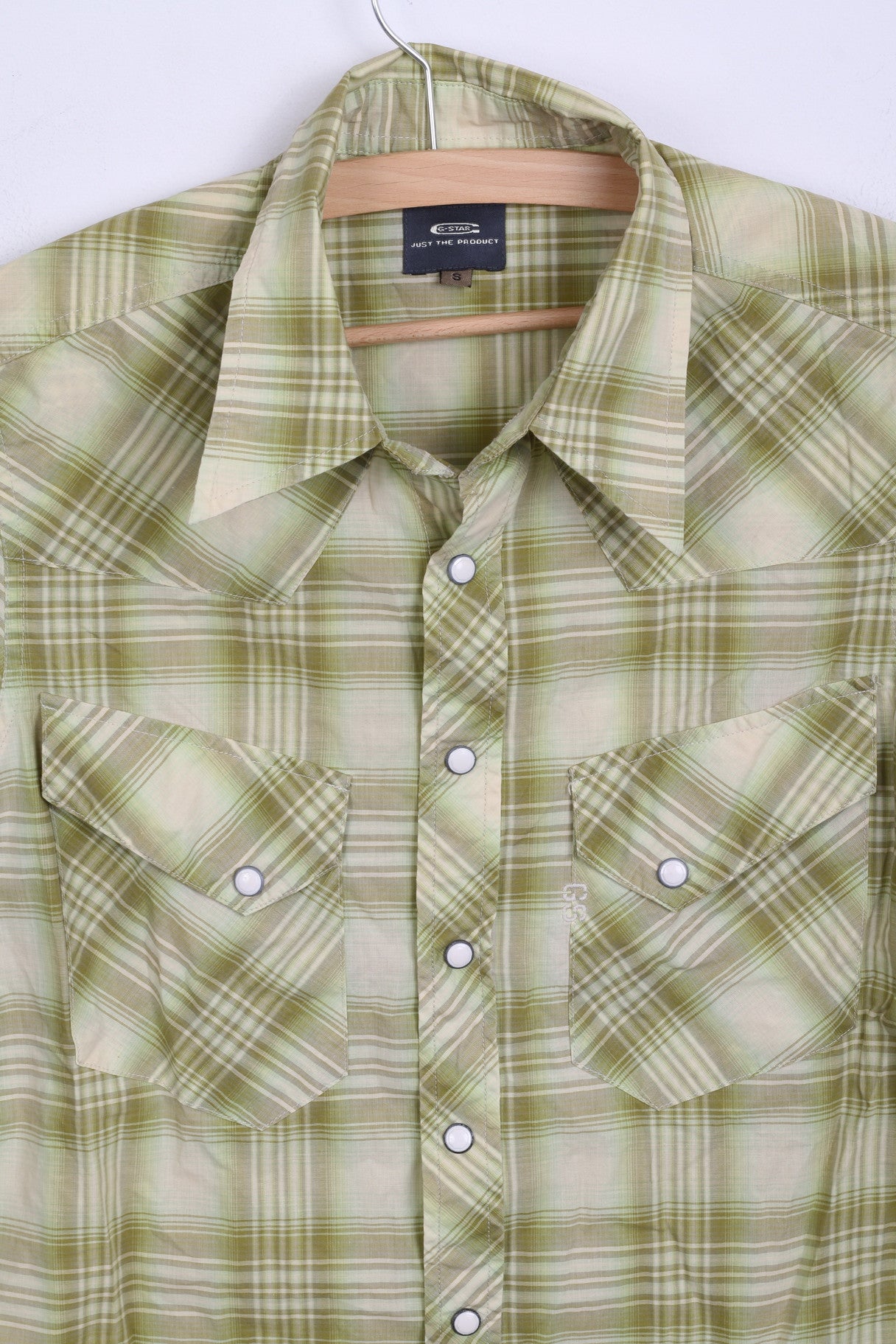 G-Star Raw Mens S Casual Shirt Short Sleeve Green Cotton