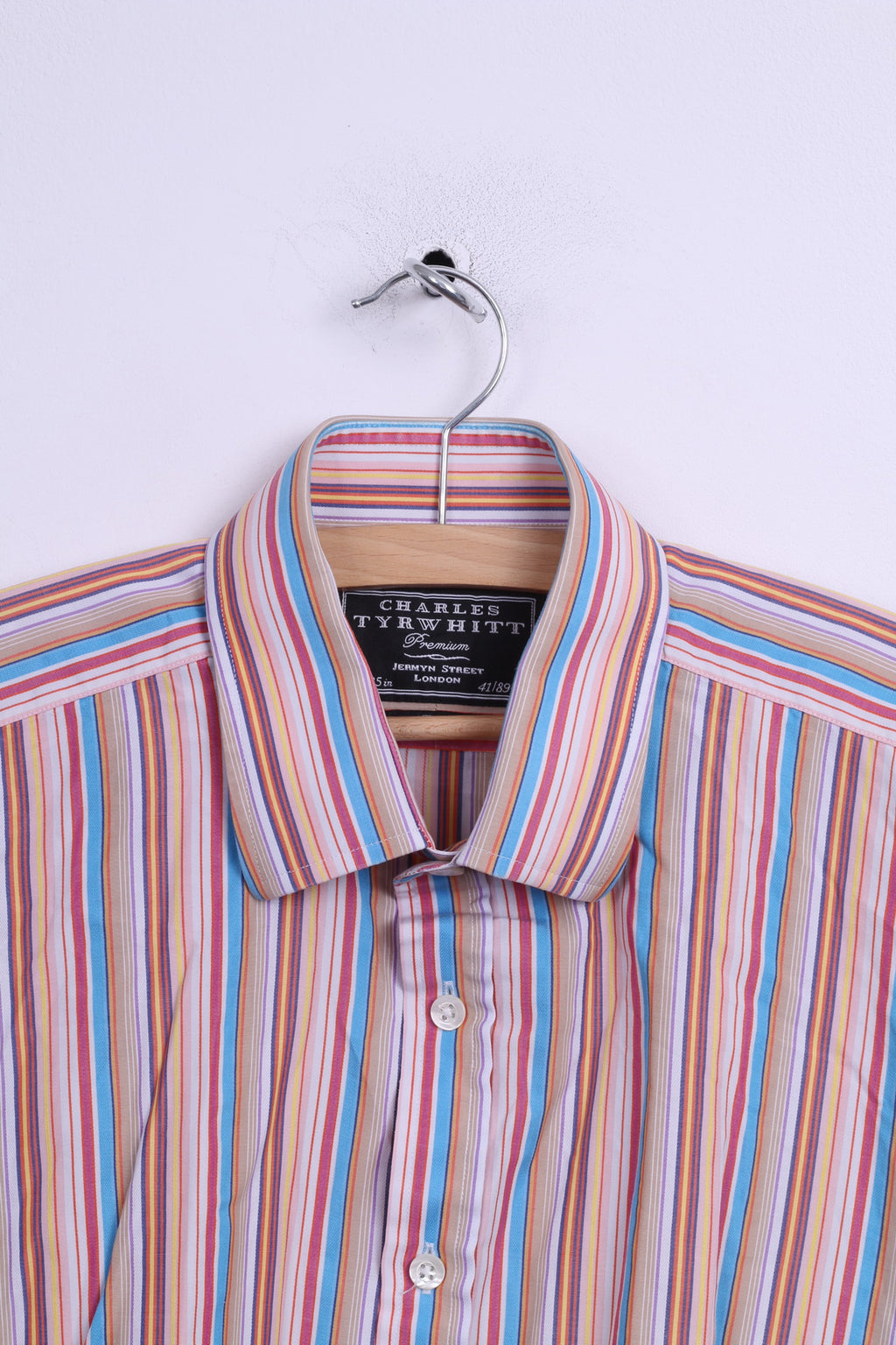 Charles Tyrwhitt London Chemise décontractée à rayures pour homme 16 41 Boutons de manchette ajustés