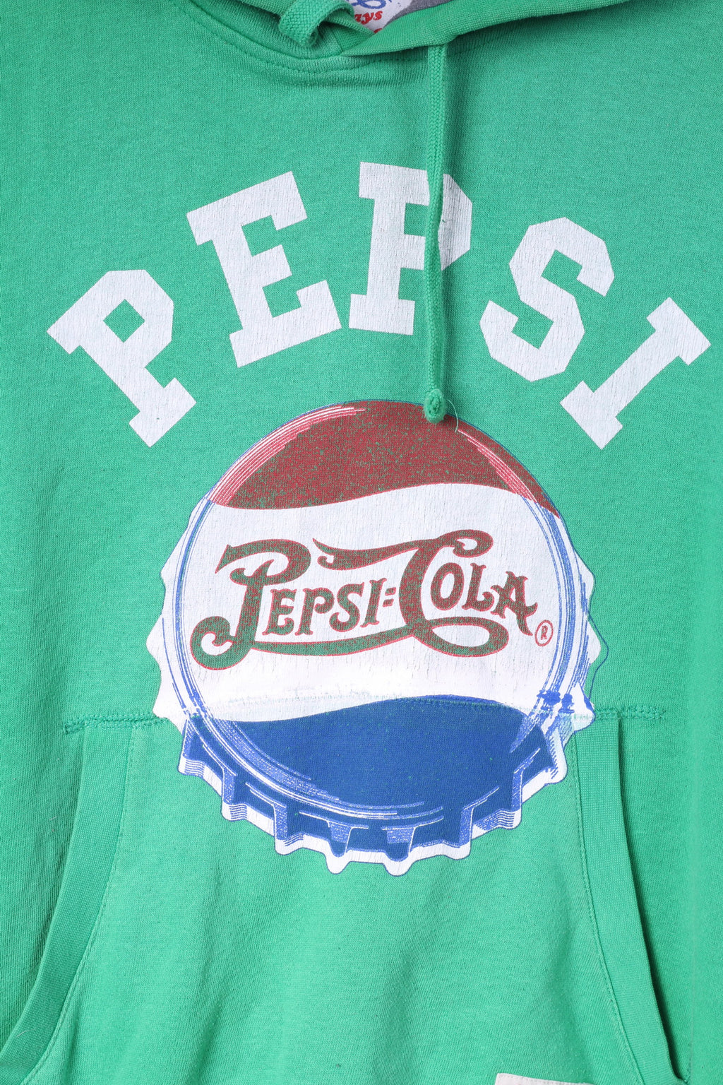 Pepsi-Cola Mens M Sweatshirt Green Big Logo Green Hooded Top Cotton