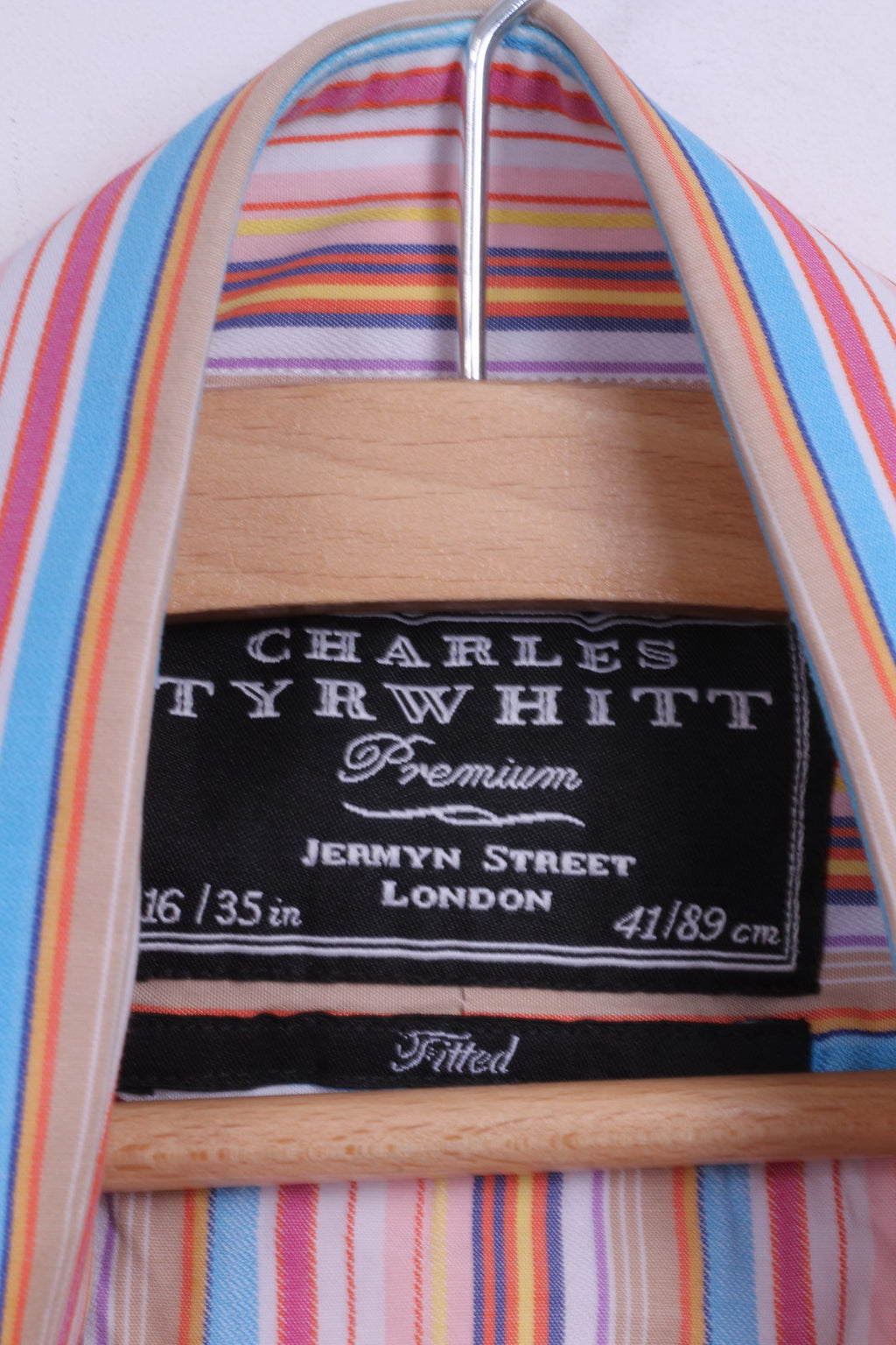 Charles Tyrwhitt London Chemise décontractée à rayures pour homme 16 41 Boutons de manchette ajustés