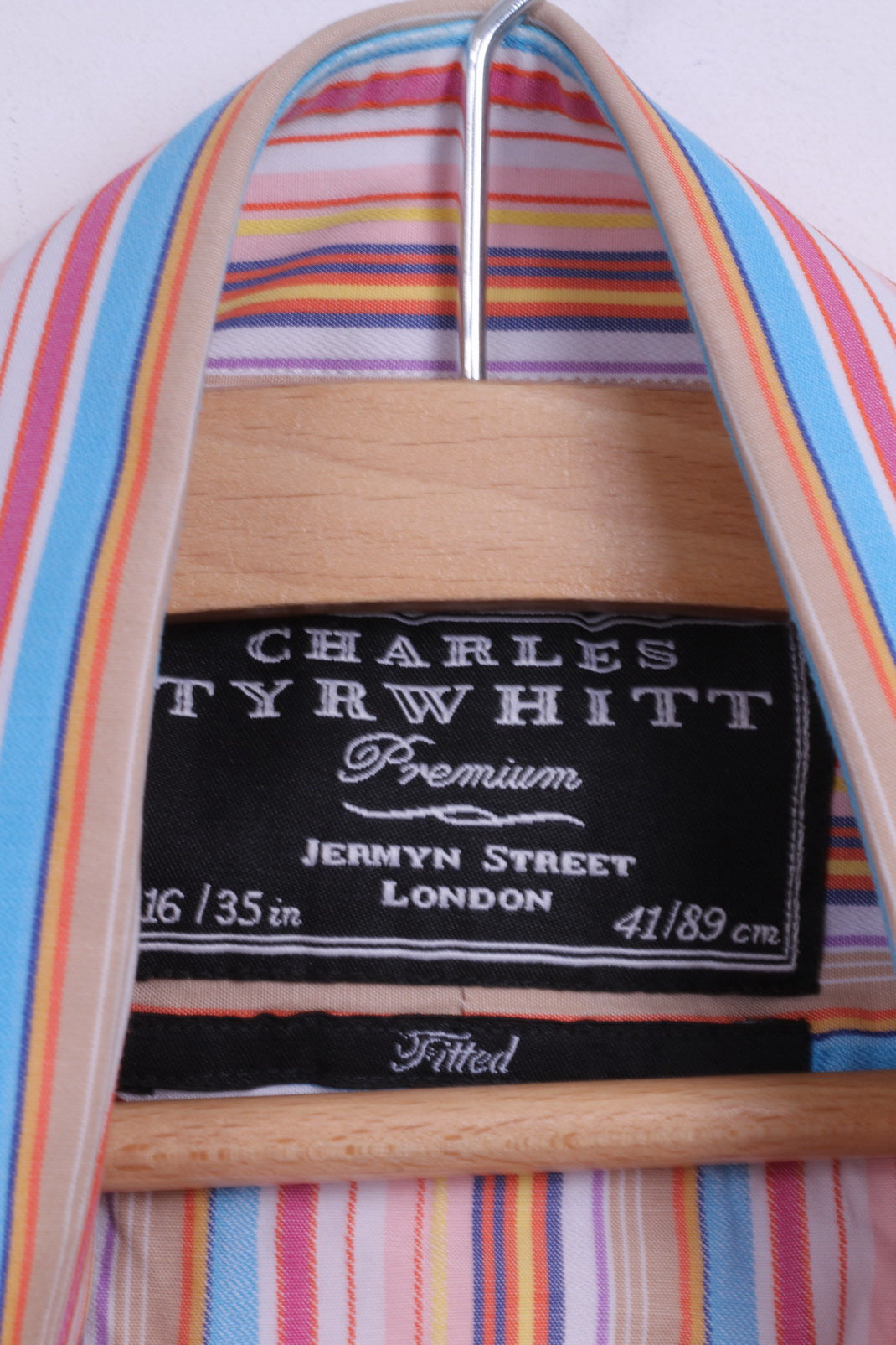Charles Tyrwhitt London Chemise décontractée à rayures pour homme 16 41 Boutons de manchette ajustés
