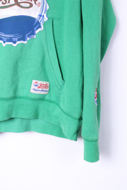 Pepsi-Cola Mens M Sweatshirt Vert Big Logo Vert Haut à capuche Coton