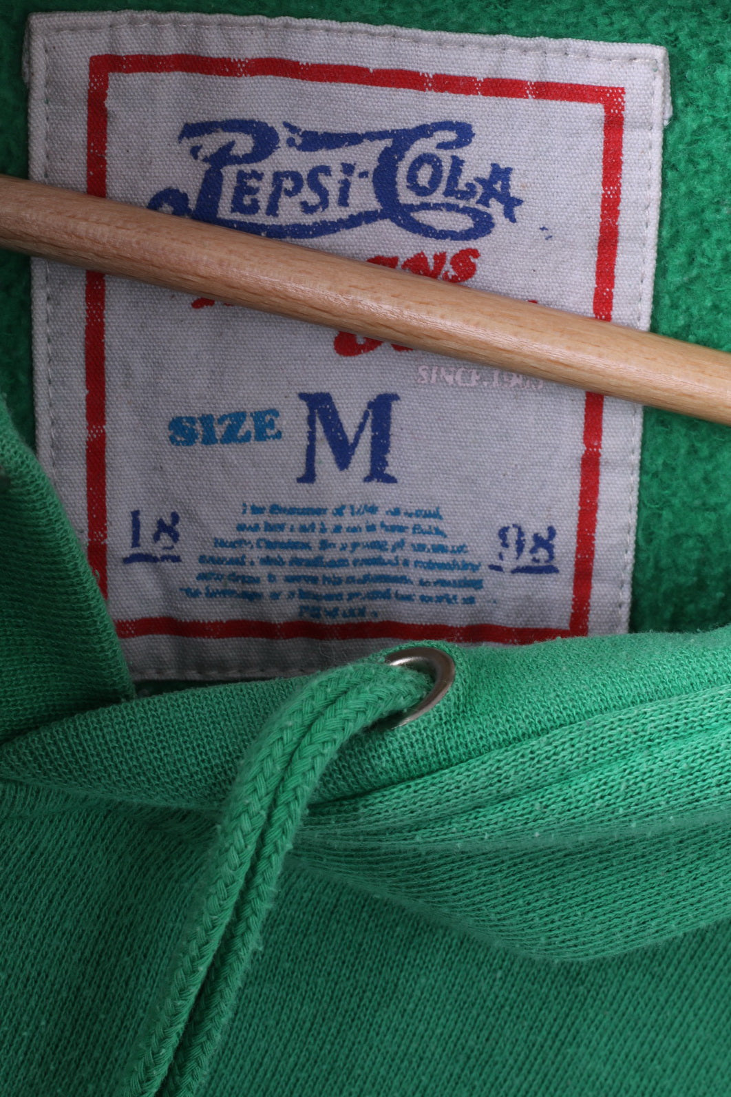 Pepsi-Cola Mens M Sweatshirt Green Big Logo Green Hooded Top Cotton