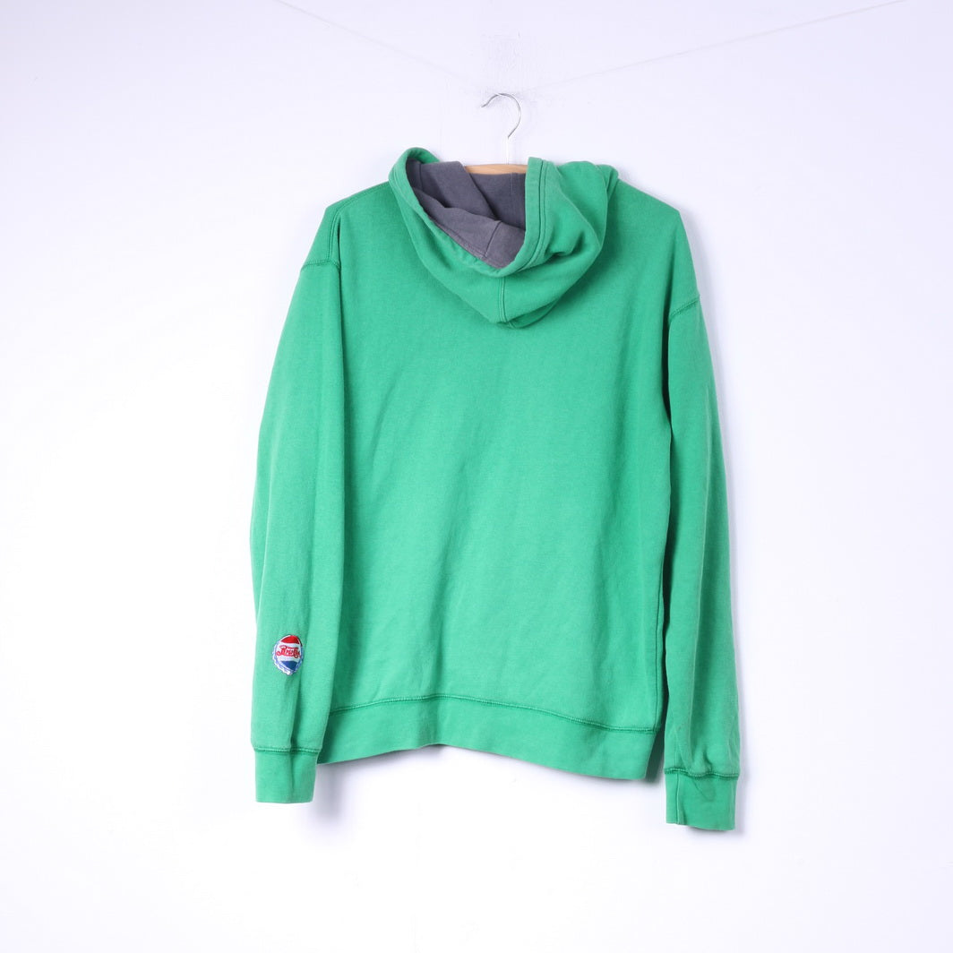 Pepsi-Cola Mens M Sweatshirt Green Big Logo Green Hooded Top Cotton