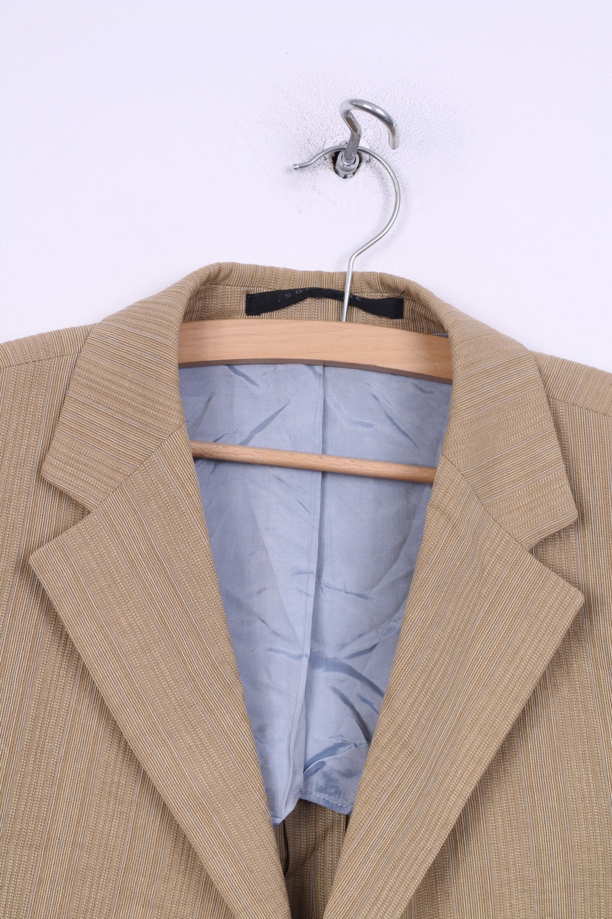 Strellson Hommes 48 M Blazer Veste Simple Boutonnage Beige Rayé Style Luccio Épaulettes En Coton 