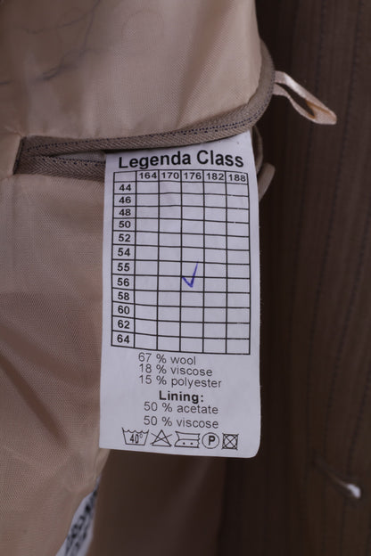 Legenda Class Men 56 46 Blazer Giacca monopetto lucida in misto lana a righe tortora