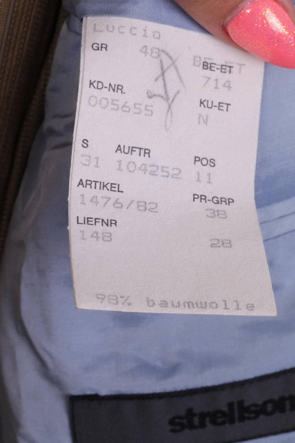 Strellson Hommes 48 M Blazer Veste Simple Boutonnage Beige Rayé Style Luccio Épaulettes En Coton 