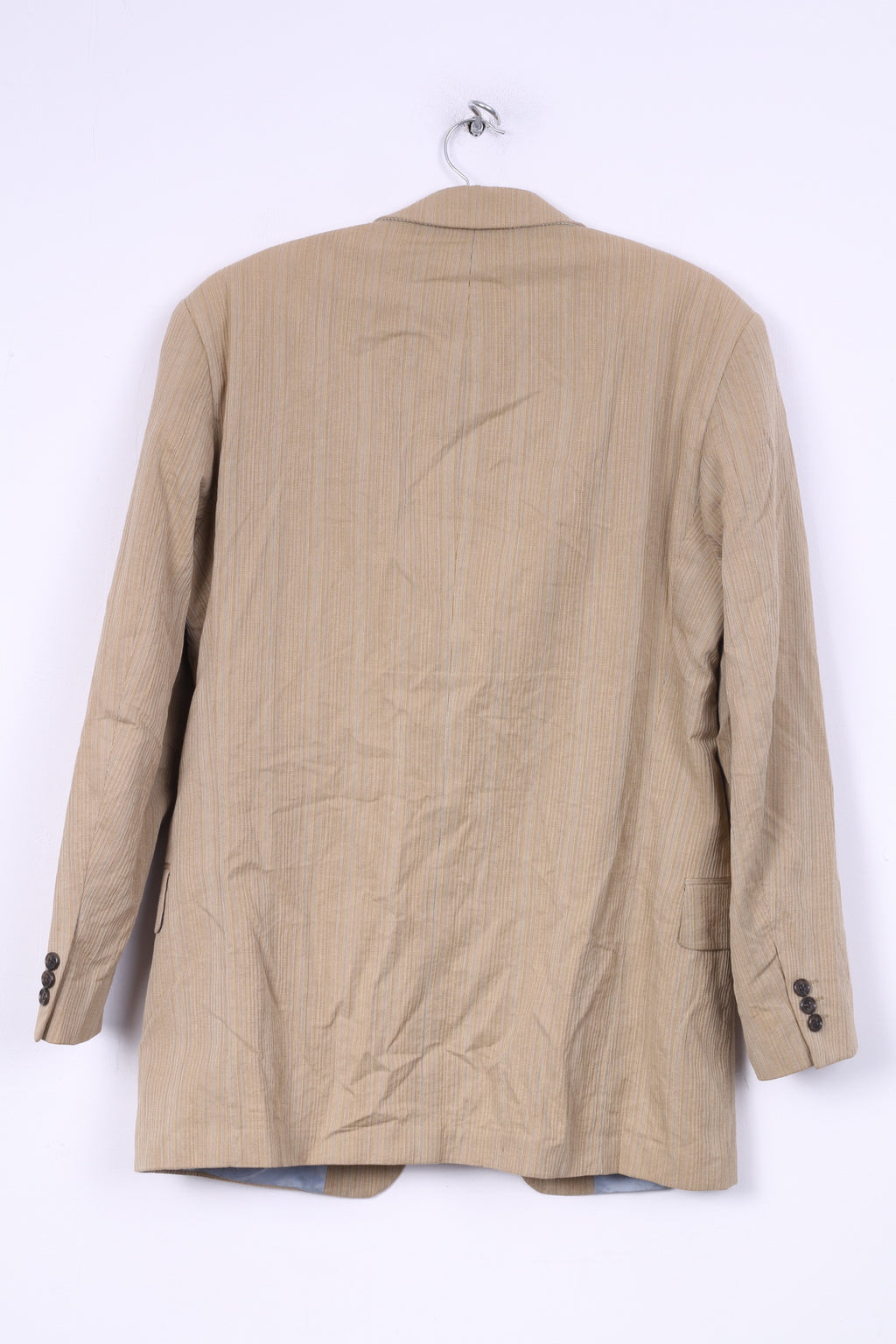 Strellson Hommes 48 M Blazer Veste Simple Boutonnage Beige Rayé Style Luccio Épaulettes En Coton 