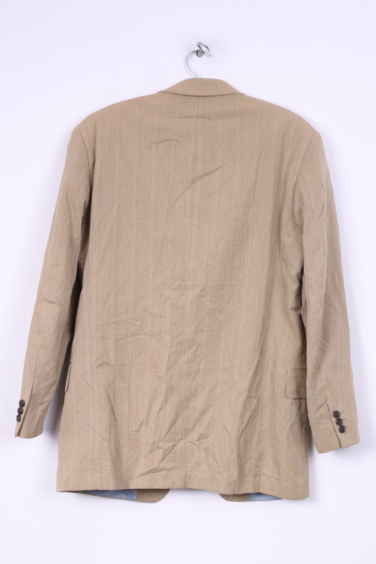 Strellson Hommes 48 M Blazer Veste Simple Boutonnage Beige Rayé Style Luccio Épaulettes En Coton 