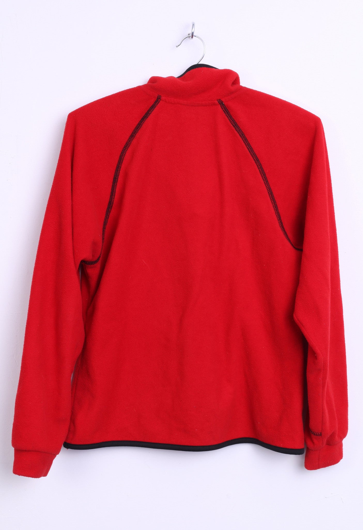Etirel Womens S/M Fleece Top Jacket Red Zip Neck Sweatshirt - RetrospectClothes