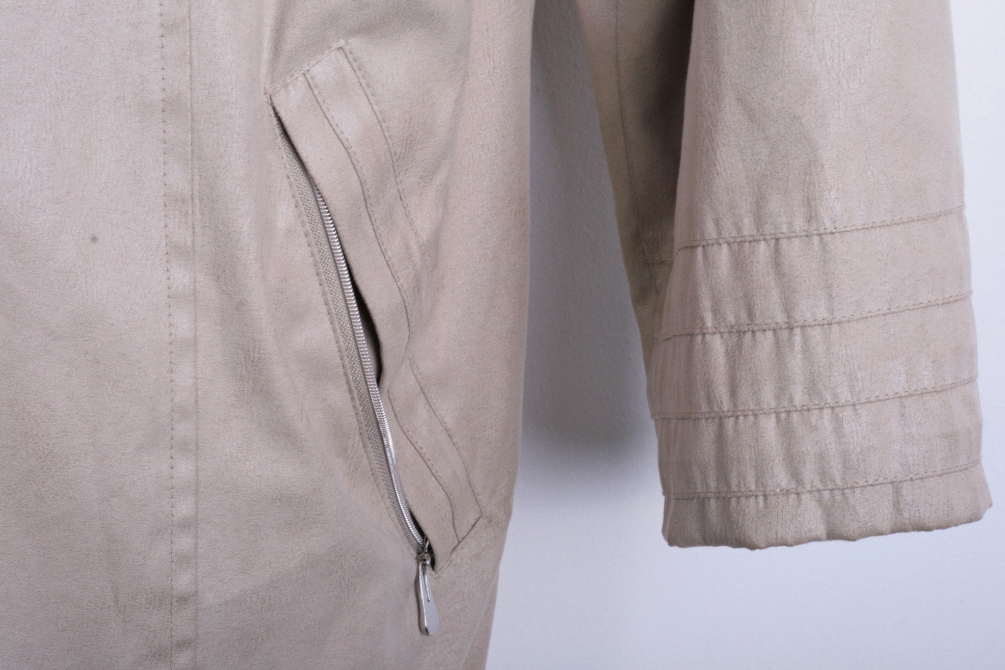 Biba Womens 44 2XL XXL Long Jacket Coat Beige Shiny - RetrospectClothes