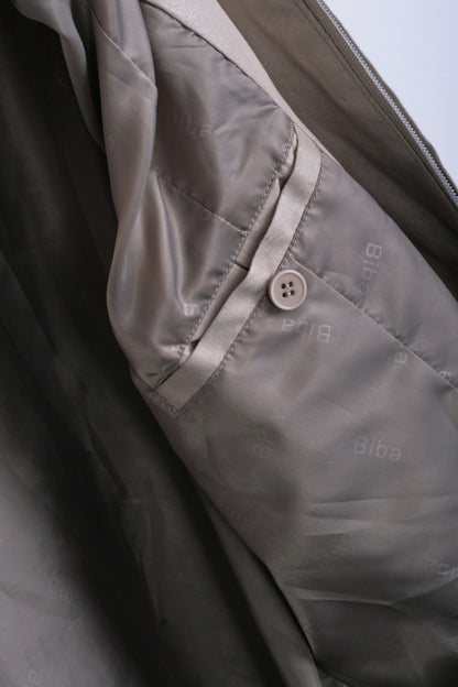 Biba Womens 44 2XL XXL Long Jacket Coat Beige Shiny - RetrospectClothes