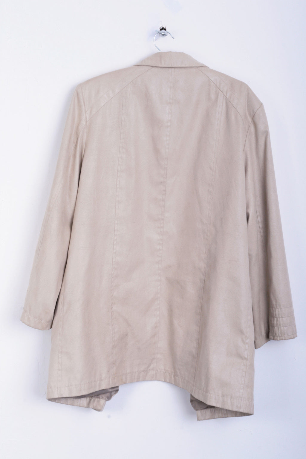 Biba Womens 44 2XL XXL Long Jacket Coat Beige Shiny - RetrospectClothes
