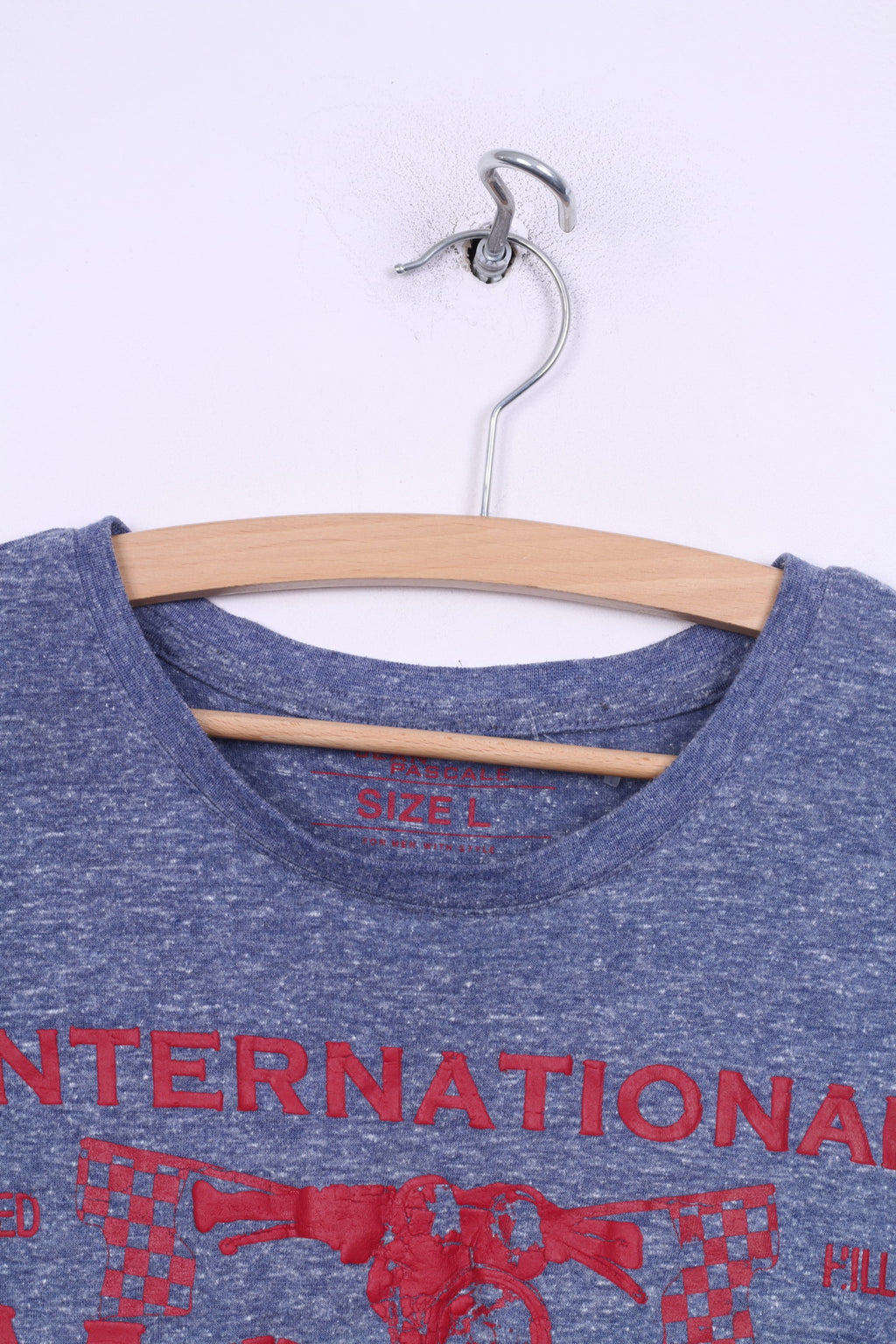 T-shirt da uomo Jean Pascale L Grapic girocollo blu Produttore internazionale di biciclette Moor Modeno LTD-1956 