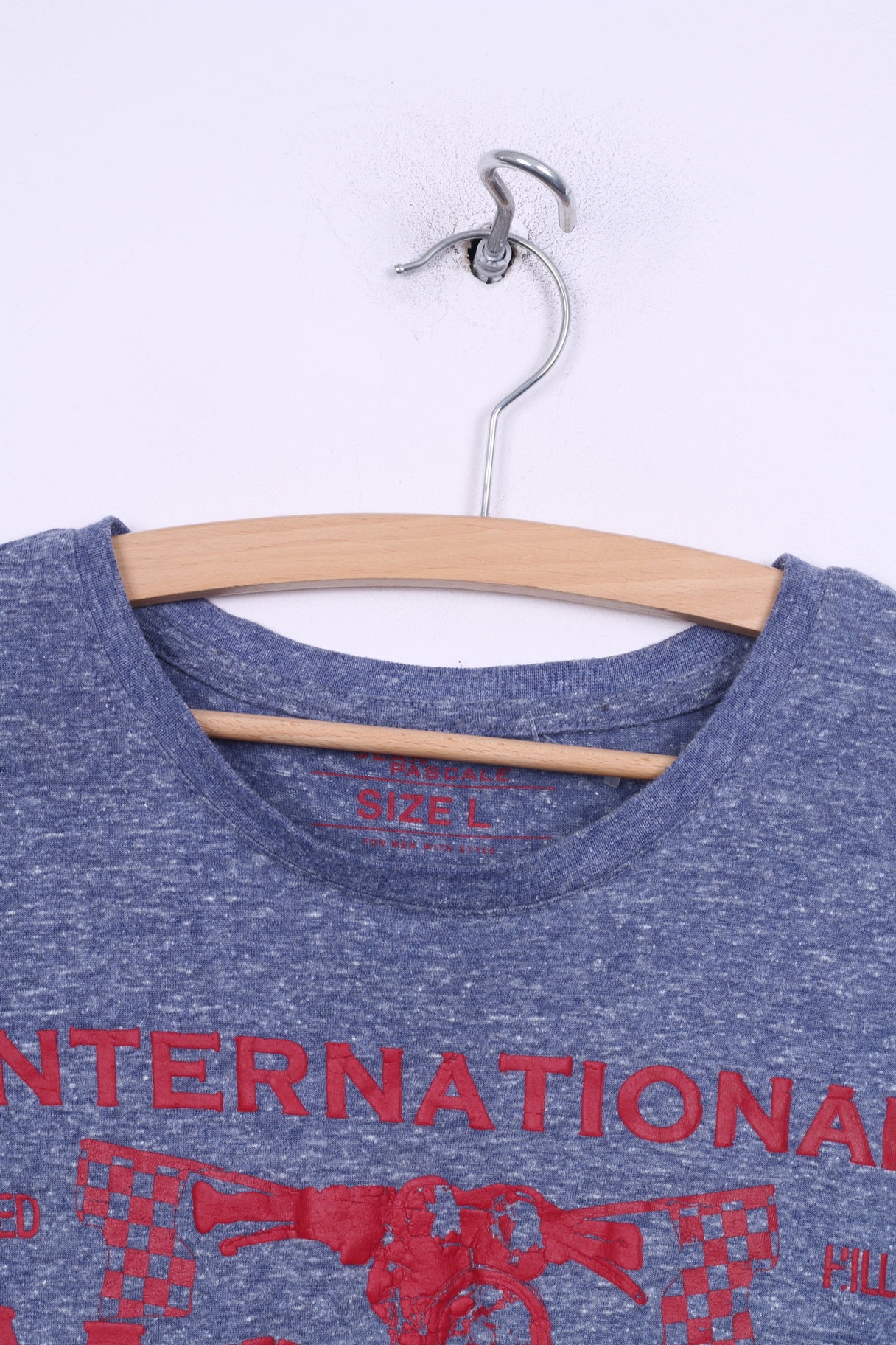 T-shirt da uomo Jean Pascale L Grapic girocollo blu Produttore internazionale di biciclette Moor Modeno LTD-1956 
