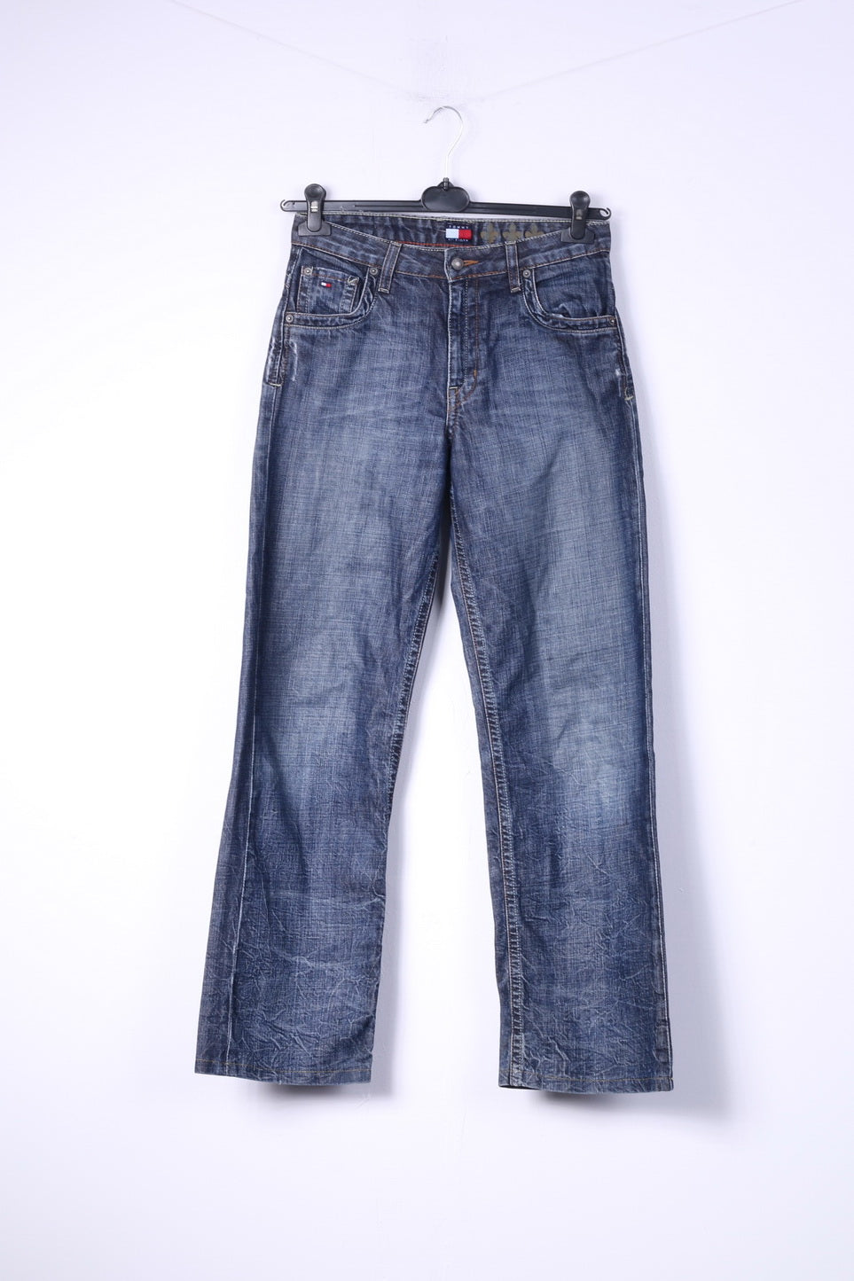Tommy Hilfiger Ragazzi 16 Età XL Pantaloni Denim Jeans Cotone Gage Blue Destructed