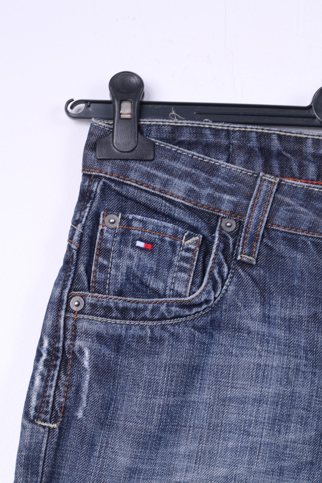 Tommy Hilfiger Pantalon en jean pour garçon 16 ans XL en coton Gage Bleu détruit