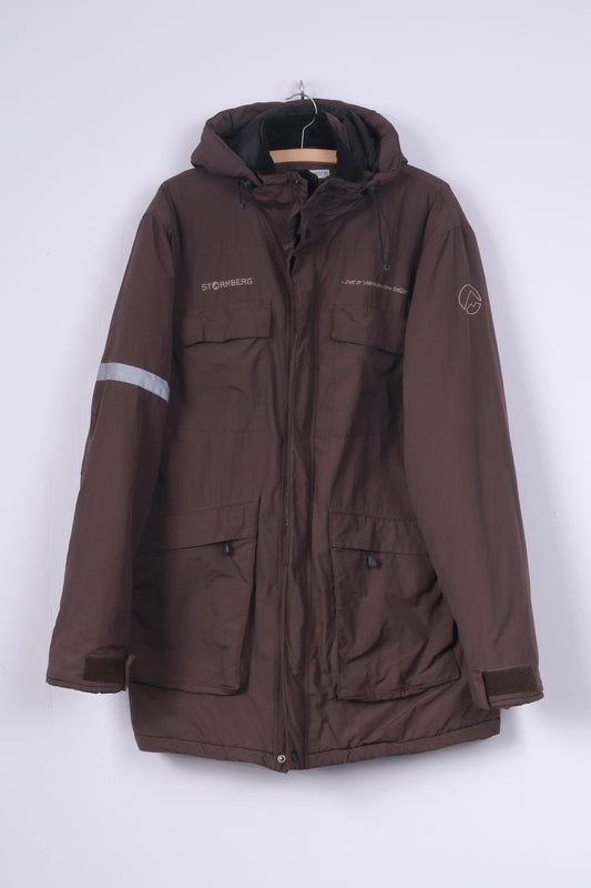 Stormberg Parka XL à capuche pour homme en nylon rembourré imperméable marron avec fermeture éclair complète 